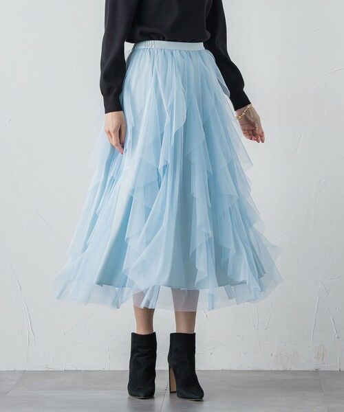 Viaggio Blu / ビアッジョブルー ミニ・ひざ丈スカート | ラッフルチュールスカート≪洗濯機で洗える≫ | 詳細24