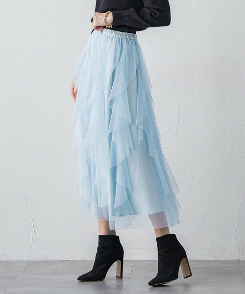 Viaggio Blu / ビアッジョブルー ミニ・ひざ丈スカート | ラッフルチュールスカート≪洗濯機で洗える≫ | 詳細25