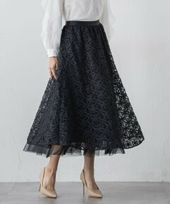 Viaggio Blu / ビアッジョブルー ミニ・ひざ丈スカート | チュールテープフラワースカート