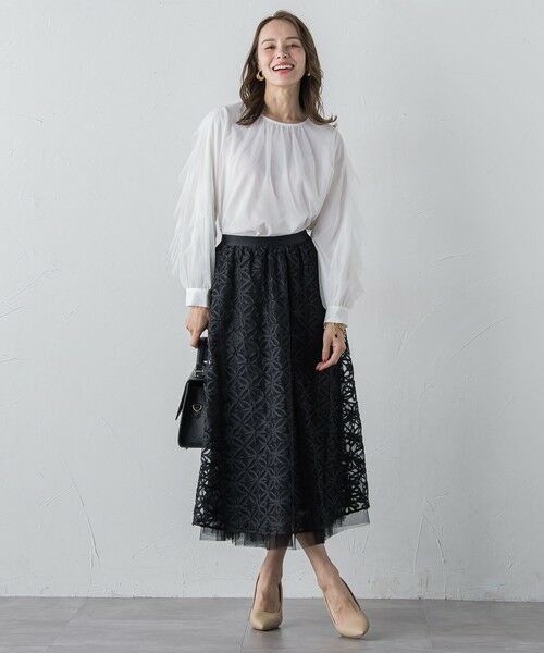 Viaggio Blu / ビアッジョブルー ミニ・ひざ丈スカート | チュールテープフラワースカート | 詳細16