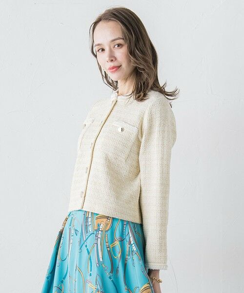 Viaggio Blu / ビアッジョブルー カーディガン・ボレロ | ツイードニットカーディガン≪手洗い可能≫ | 詳細1