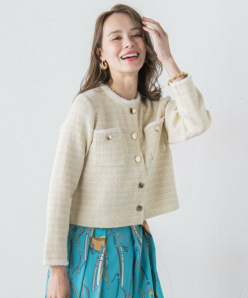 Viaggio Blu / ビアッジョブルー カーディガン・ボレロ | ツイードニットカーディガン≪手洗い可能≫ | 詳細3