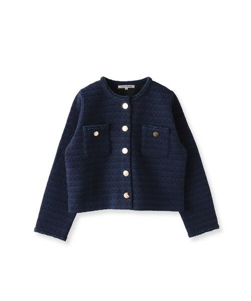 Viaggio Blu / ビアッジョブルー カーディガン・ボレロ | ツイードニットカーディガン≪手洗い可能≫（ネイビー）