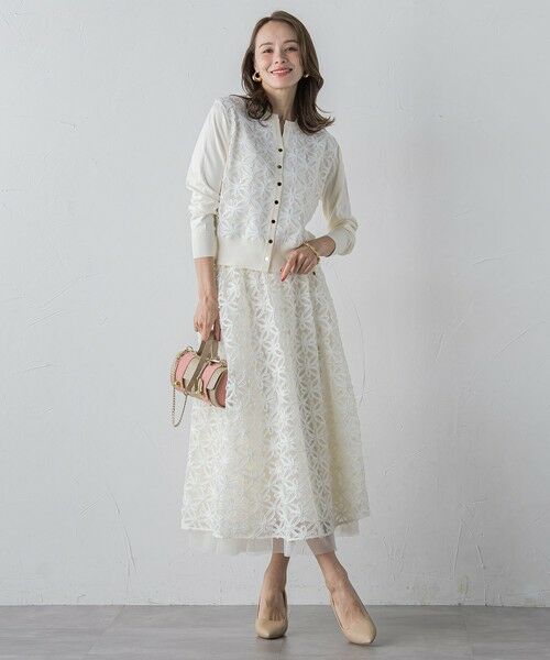 Viaggio Blu / ビアッジョブルー ニット・セーター | チュールテープフラワードッキングカーディガン≪手洗い可能≫ | 詳細8