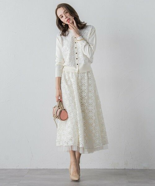 Viaggio Blu / ビアッジョブルー ニット・セーター | チュールテープフラワードッキングカーディガン≪手洗い可能≫ | 詳細9