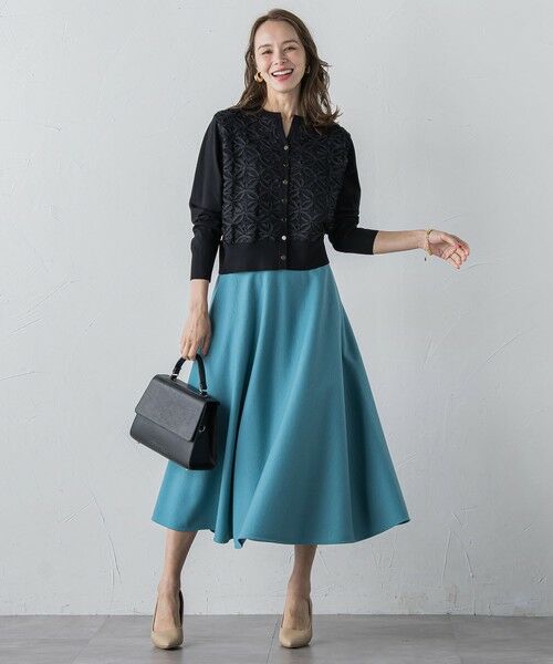 Viaggio Blu / ビアッジョブルー ニット・セーター | チュールテープフラワードッキングカーディガン≪手洗い可能≫ | 詳細13