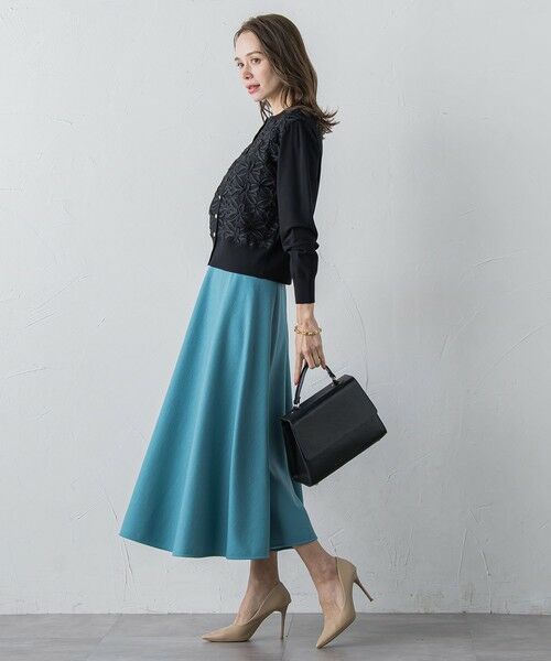 Viaggio Blu / ビアッジョブルー ニット・セーター | チュールテープフラワードッキングカーディガン≪手洗い可能≫ | 詳細14