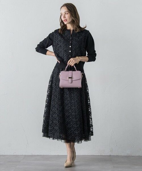 Viaggio Blu / ビアッジョブルー ニット・セーター | チュールテープフラワードッキングカーディガン≪手洗い可能≫ | 詳細15