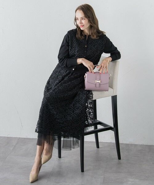 Viaggio Blu / ビアッジョブルー ニット・セーター | チュールテープフラワードッキングカーディガン≪手洗い可能≫ | 詳細16