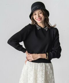 Viaggio Blu / ビアッジョブルー ニット・セーター | 襟ビジューニット≪手洗い可能≫