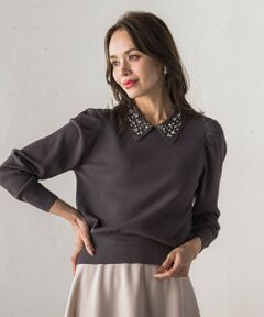 Viaggio Blu / ビアッジョブルー ニット・セーター | 【新色追加】襟ビジューニット