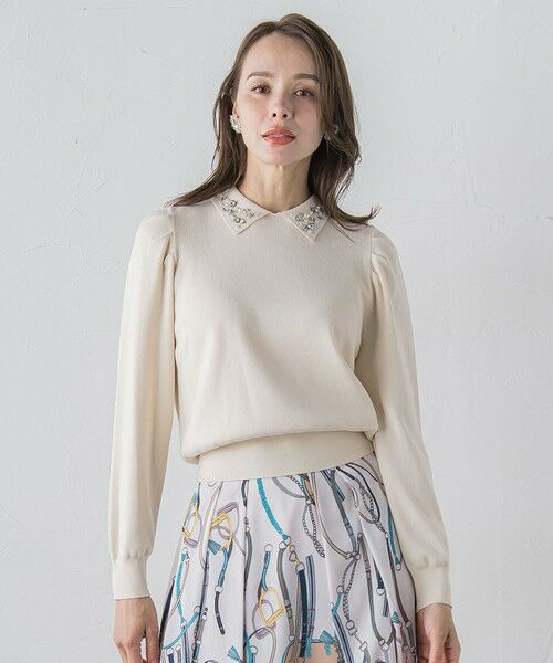 Viaggio Blu / ビアッジョブルー ニット・セーター | 襟ビジューニット≪手洗い可能≫ | 詳細1