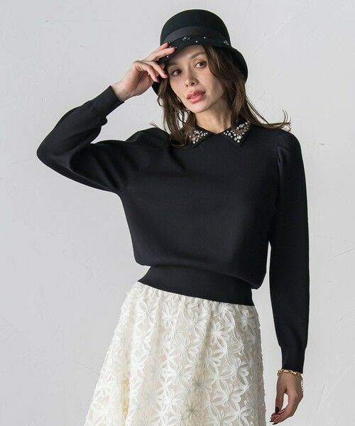 Viaggio Blu / ビアッジョブルー ニット・セーター | 襟ビジューニット≪手洗い可能≫ | 詳細13