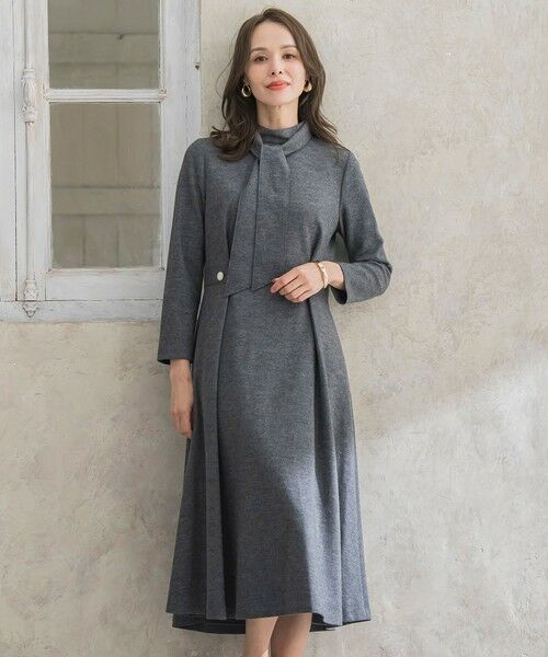 Viaggio Blu/ビアッジョブルー ルミナリー圧縮スムースワンピース ライトグレー S Viaggio Blu/ビアッジョブルー ルミナリー圧縮スムースワンピース ライトグレー S