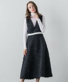 Viaggio Blu / ビアッジョブルー ロング・マキシ丈ワンピース | リボンドットツイードワンピース