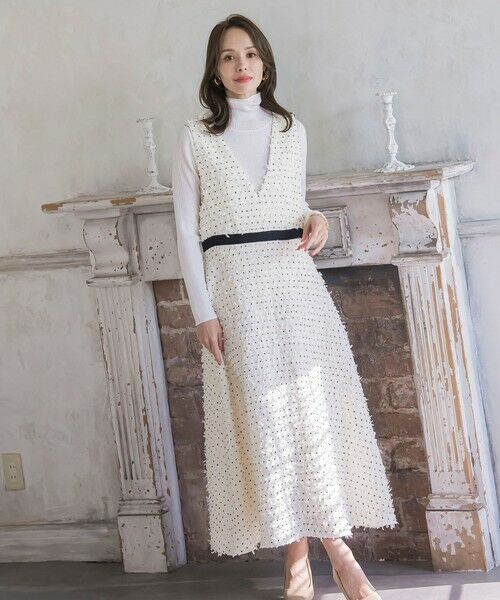 Viaggio Blu / ビアッジョブルー ロング・マキシ丈ワンピース | リボンドットツイードワンピース | 詳細1