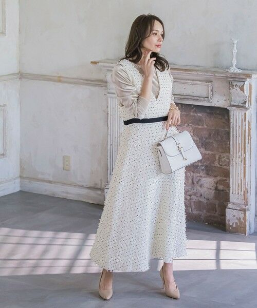 Viaggio Blu / ビアッジョブルー ロング・マキシ丈ワンピース | リボンドットツイードワンピース | 詳細10