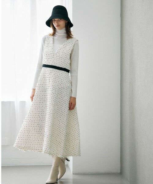 Viaggio Blu / ビアッジョブルー ロング・マキシ丈ワンピース | リボンドットツイードワンピース | 詳細11