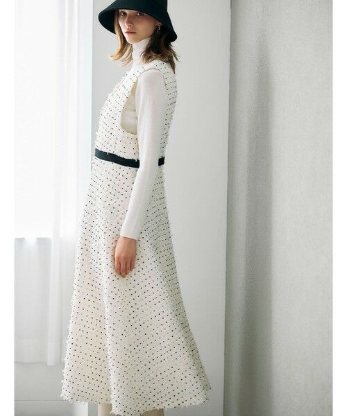 Viaggio Blu / ビアッジョブルー ロング・マキシ丈ワンピース | リボンドットツイードワンピース | 詳細12