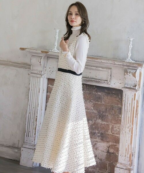 Viaggio Blu / ビアッジョブルー ロング・マキシ丈ワンピース | リボンドットツイードワンピース | 詳細2