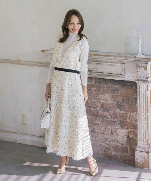 Viaggio Blu / ビアッジョブルー ロング・マキシ丈ワンピース | リボンドットツイードワンピース | 詳細4