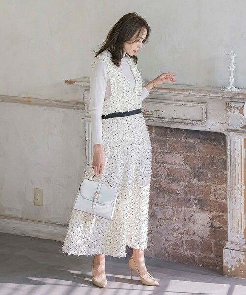 Viaggio Blu / ビアッジョブルー ロング・マキシ丈ワンピース | リボンドットツイードワンピース | 詳細5