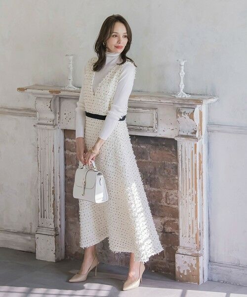 Viaggio Blu / ビアッジョブルー ロング・マキシ丈ワンピース | リボンドットツイードワンピース | 詳細6