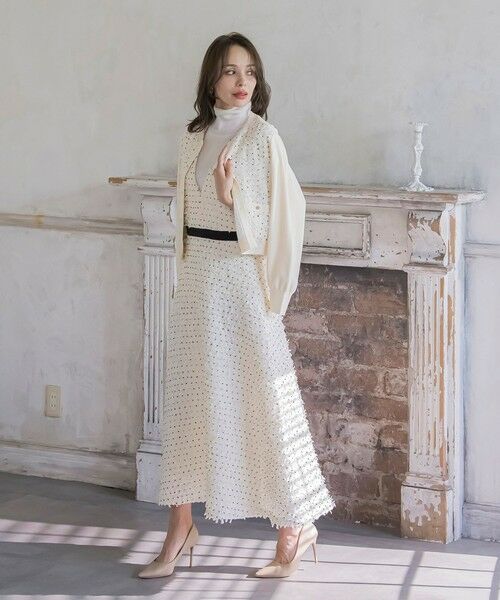 Viaggio Blu / ビアッジョブルー ロング・マキシ丈ワンピース | リボンドットツイードワンピース | 詳細8