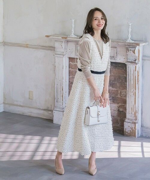 Viaggio Blu / ビアッジョブルー ロング・マキシ丈ワンピース | リボンドットツイードワンピース | 詳細9