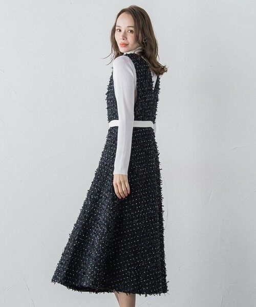 Viaggio Blu / ビアッジョブルー ロング・マキシ丈ワンピース | リボンドットツイードワンピース | 詳細15