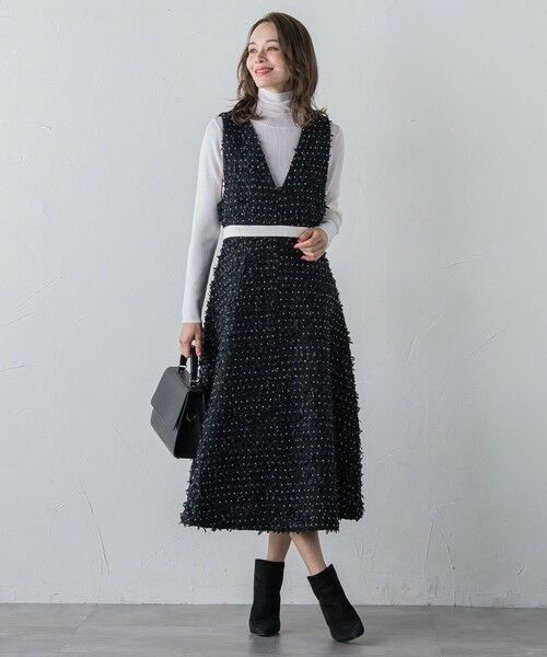 Viaggio Blu / ビアッジョブルー ロング・マキシ丈ワンピース | リボンドットツイードワンピース | 詳細17