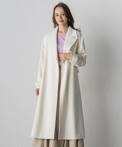 Viaggio Blu/ビアッジョブルー テーラードカラーコート オフホワイト M