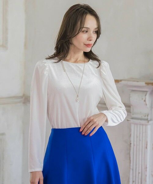 Viaggio Blu / ビアッジョブルー カットソー | パフ袖ベロアカットソー | 詳細1