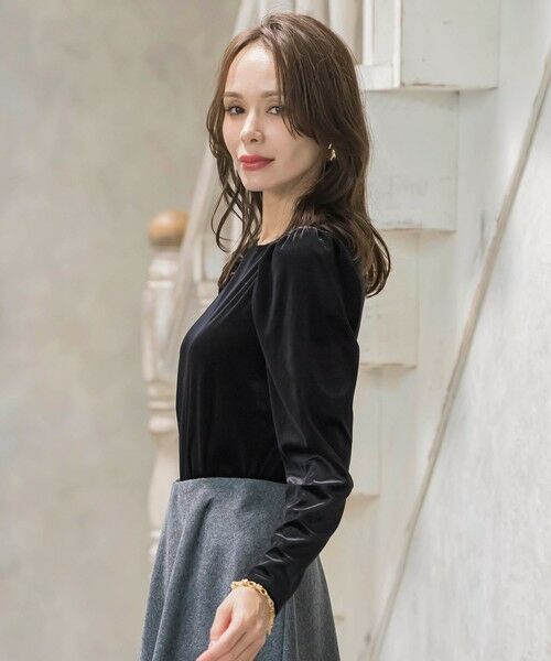 Viaggio Blu / ビアッジョブルー カットソー | パフ袖ベロアカットソー | 詳細11