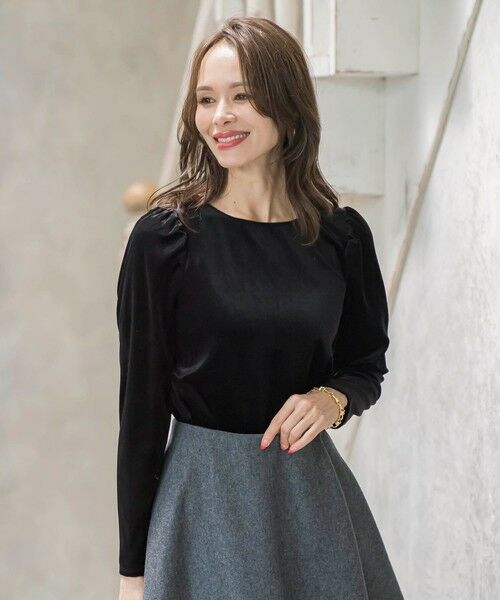 Viaggio Blu / ビアッジョブルー カットソー | パフ袖ベロアカットソー | 詳細9