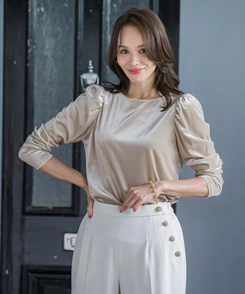 Viaggio Blu / ビアッジョブルー カットソー | パフ袖ベロアカットソー | 詳細23