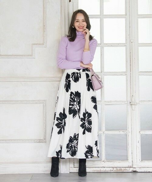 Viaggio Blu / ビアッジョブルー ミニ・ひざ丈スカート | ビッグフラワーフロッキースカート | 詳細11