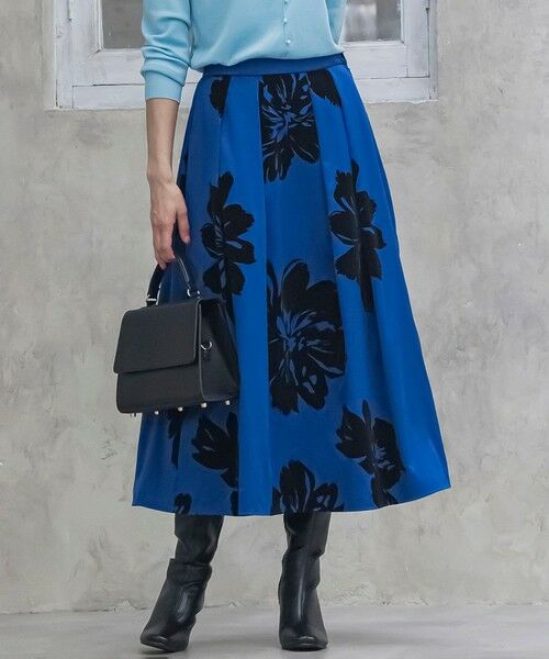 Viaggio Blu / ビアッジョブルー ミニ・ひざ丈スカート | ビッグフラワーフロッキースカート | 詳細15