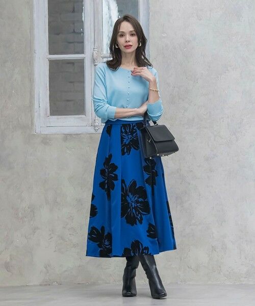 Viaggio Blu / ビアッジョブルー ミニ・ひざ丈スカート | ビッグフラワーフロッキースカート | 詳細17