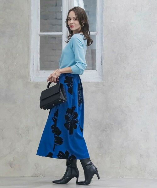 Viaggio Blu / ビアッジョブルー ミニ・ひざ丈スカート | ビッグフラワーフロッキースカート | 詳細18