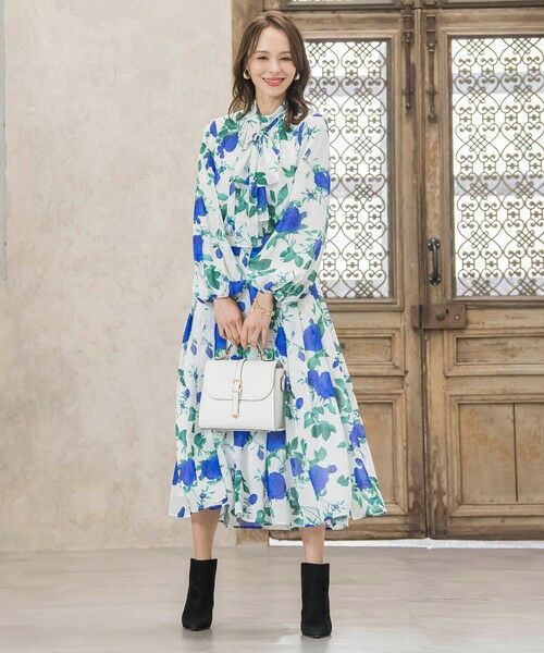 Viaggio Blu / ビアッジョブルー ミニ・ひざ丈スカート | ブルーローズプリントスカート≪洗濯機で洗える≫ | 詳細11