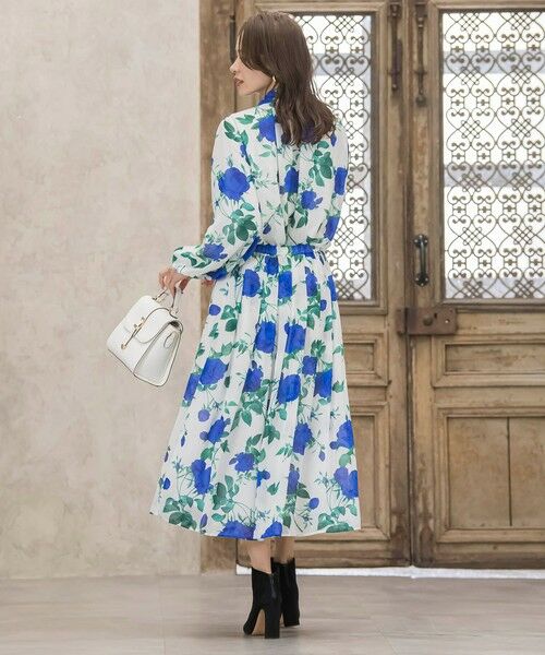 Viaggio Blu / ビアッジョブルー ミニ・ひざ丈スカート | ブルーローズプリントスカート≪洗濯機で洗える≫ | 詳細12