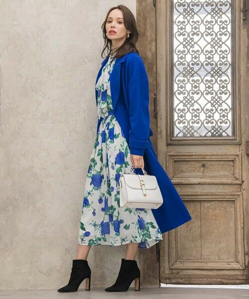 Viaggio Blu / ビアッジョブルー ミニ・ひざ丈スカート | ブルーローズプリントスカート≪洗濯機で洗える≫ | 詳細14