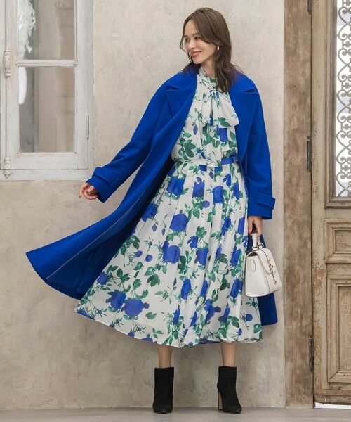 Viaggio Blu / ビアッジョブルー ミニ・ひざ丈スカート | ブルーローズプリントスカート≪洗濯機で洗える≫ | 詳細15