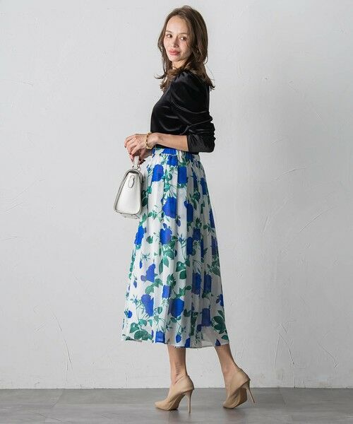 Viaggio Blu / ビアッジョブルー ミニ・ひざ丈スカート | ブルーローズプリントスカート≪洗濯機で洗える≫ | 詳細18