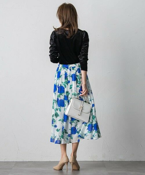 Viaggio Blu / ビアッジョブルー ミニ・ひざ丈スカート | ブルーローズプリントスカート≪洗濯機で洗える≫ | 詳細19