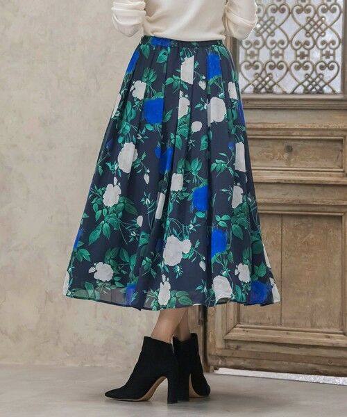 Viaggio Blu / ビアッジョブルー ミニ・ひざ丈スカート | ブルーローズプリントスカート≪洗濯機で洗える≫ | 詳細25