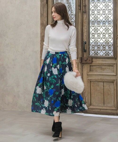 Viaggio Blu / ビアッジョブルー ミニ・ひざ丈スカート | ブルーローズプリントスカート≪洗濯機で洗える≫ | 詳細26