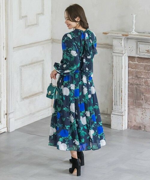 Viaggio Blu / ビアッジョブルー ミニ・ひざ丈スカート | ブルーローズプリントスカート≪洗濯機で洗える≫ | 詳細30