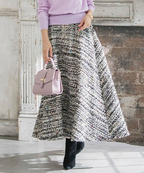 Viaggio Blu / ビアッジョブルー ミニ・ひざ丈スカート | CLARENSONミックスツイードスカート | 詳細1